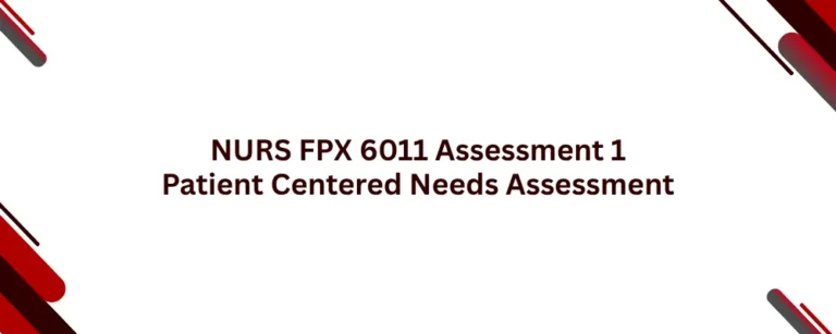 NURS FPX 6011 Assessment 1 Patient Centered Needs Assessment