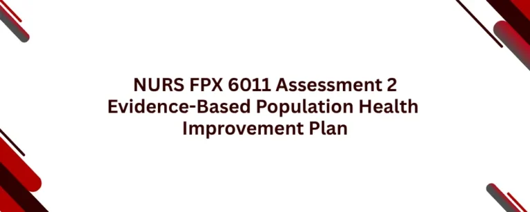 NURS FPX 6011 Assessment 2 Evidence-Based Population Health Improvement Plan